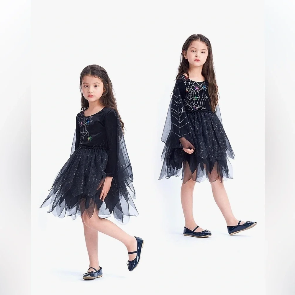 NWT Black Witch Costume for Kids and Women, Classic Black Witch Dress up